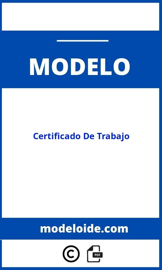 Modelo De Certificado De Trabajo