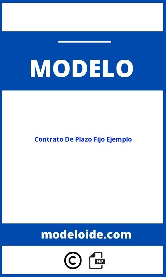 Modelo De Contrato De Plazo Fijo Ejemplo