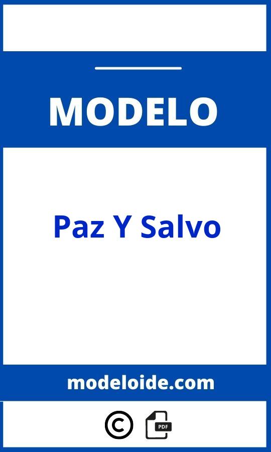 Modelo De Paz Y Salvo